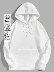 EURMUSE Cotton Men Casual Solid Pocket Drawstring Hoodie