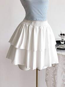 Sweetra Young Teen Girl Cable Knit Layered Tulle Skirt, Casual