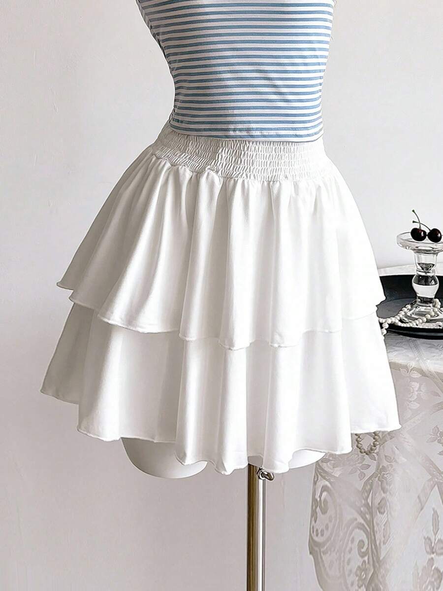 Sweetra Young Teen Girl Cable Knit Layered Tulle Skirt, Casual