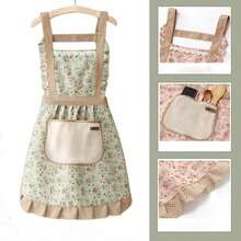 1/2pcs Small Floral Shoulder Strap Apron Oil-Resistant And Stain-Resistant Princess Dress