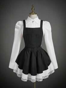 SHEIN ICON Women's Gothic Contrast Color Exaggerated Halloween Costume Dress - Black and White - View 1