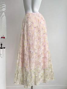 Sweetra 温柔艺术简约风格清新休闲女式A字裙 - 粉色 - 查看 2