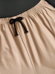 Conjunto de camisetas gráficas con letras casuales para adolescentes varones, adecuado para la escuela, el ocio y el deporte - Caqui - Ver 6