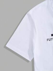 RueChic Men Cottonline Letter Printed Regular T-Shirt & Pants Set - White - View 4