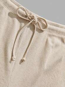 EURMUSE Men Soft Fabric Letter Embriodery Regular T-Shirt Set - Beige - View 6