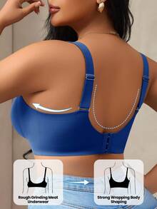 SHEIN 1 Áo ngực không gọng liền mạch dành cho nữ có cúp ngực đúc, nâng đỡ và hỗ trợ bên hông, dây đeo thoải mái có thể điều chỉnh - Màu xanh lam - Xem 2