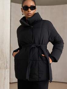 Aveloria Modichic Neuer modischer, lässiger, schicker, minimalistischer, hochwertiger Reißverschluss Taillengürtel gepolsterter Mantel