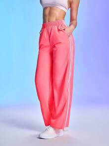 SHEIN Sovereign Charm Women's Fashionable Pink Yoga/Outdoor Sports Pants With Phone Pocket - Pink - View 3