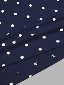 Sweetra 大码复古浪漫波尔卡圆点蝴蝶结抹胸上衣 - 藍色 - 查看 4