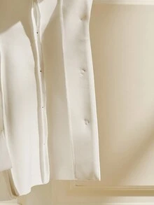 Anewsta 女士白色优雅套装，绷带设计修身剪裁，开衩长裤，高端定制风格 - 白色 - 查看 8