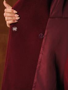 MOTF PREMIUM CONTRAST FAUX FUR BELTED OVERCOAT - Burgundy - View 9
