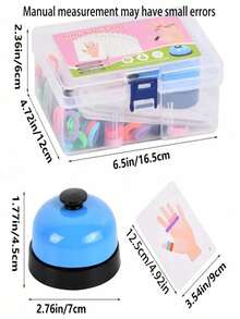 SHEIN 1 Set Early Educational Thinking Training Puzzle Toy For Teenager Fingers Ring Battle Game With Elastic Bands And Bell Interactive Desktop Games Color Recognition Cards (30 Cards, 1 Bell, 50 Elastic Rings),Card Set,Bell For Games,Smart Games