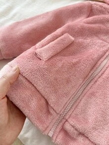 SHEIN Baby Girl Coat Casual Style Long Sleeve Fall Outfits For Girl Rabbit-Embroidery Warmer Jacket Winter - Pink - View 6
