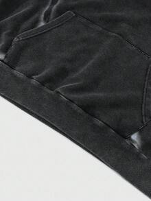 ROMWE MEN Street Life 男士连帽运动衫，日常穿着英伦圆点印花连帽衫，秋季 - 黑色 - 查看 6