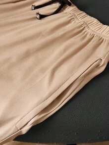 Conjunto de camisetas gráficas con letras casuales para adolescentes varones, adecuado para la escuela, el ocio y el deporte - Caqui - Ver 5