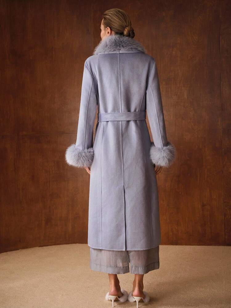 WOOL CONTRAST FAUX FUR OVERCOAT