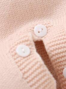 SHEIN Bộ đồ liền thân dệt kim nơ hồng dễ thương cho bé gái, mềm mại và thoải mái, thích hợp mặc hàng ngày, ngoài trời, du lịch, nghỉ mát, ở nhà, nhà trẻ và chơi đùa với bé gái - Màu Hồng baby - Xem 7