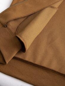 Manfinity CasualCool Men's Brown Long Sleeve Zip-Up Jacket, Suitable For Everyday Wear,Regular Style Of Men's Casual Commuting Suede Zipper Lapel Jacket,Men's Casual Commuting Suede Zipper Lapel Jacket Regular Style 2025 Autumn/Winter New Men's Outerwear