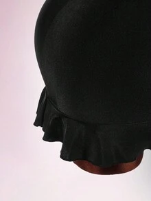 Amplova 女式性感露背系带紧身迷你连衣裙，带荷叶边下摆装饰 - 黑色 - 查看 5