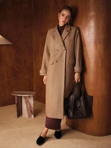 MOTF PREMIUM CASHMERE DOUBLE BREASTED OVERCOAT - Brown - View 7