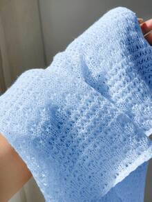 Comfortcana Light Blue Plus Size Women Loose Batwing Long Sleeve Sheer Top