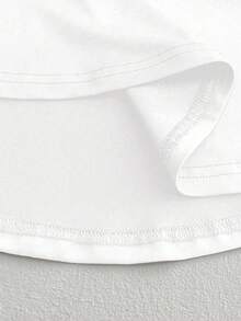 Elenzga 大码女式露肩长袖收腰A字T恤，白色休闲上衣 - 白色 - 查看 7