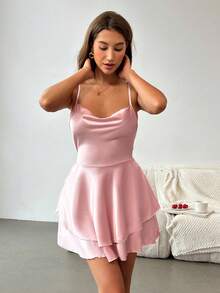 Aloruh Satin Backless Tie-Up Nightgown And Robe Sleepwear Set - Dusty Pink - View 6