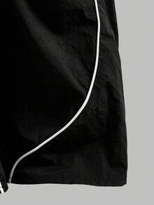 Tween Girl 撞色连帽拉链夹克和阔腿裤套装 - 黑色 - 查看 4