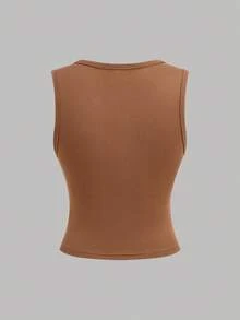 SHEIN Girlism 4pcs/Set Teen Girl's Black, White, Gray U-Neck Fitted Camisole Tops, Versatile Casual All-Match Top, Suitable For All Seasons Basic Tops Girls Basic Tops 3 Packs Tops Fitted Tops Basic Tops Teen - Multicolor - View 7