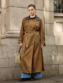 Easura Plus Size Women's Fashionable Long Sleeve Long Windbreaker Jacket, Autumn Winter Fall