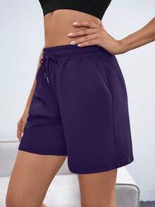 Eassivo Damen Lässig Shorts mit Kordelzug Taille und schrägen Taschen, minimalistischer Sportstil, geeignet für den täglichen Gebrauch, Sommer