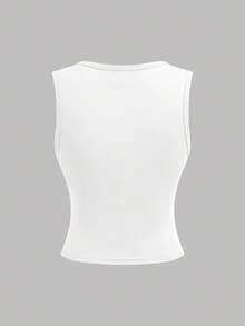 SHEIN Girlism 4pcs/Set Teen Girl's Black, White, Gray U-Neck Fitted Camisole Tops, Versatile Casual All-Match Top, Suitable For All Seasons Basic Tops Girls Basic Tops 3 Packs Tops Fitted Tops Basic Tops Teen - Multicolor - View 10