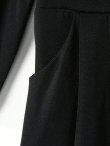 SHEIN Elenzya فستان أنيق للمكتب مع سترة ذات ياقة وأكمام طويلة وخصر مشدود للمرأة ذات الحجم الكبير باللون الأحادي - الأسود - مشاهدة 5