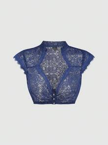 Fairmaia Women's Traditional German Sexy Deep V-Neck Lace Decorated Top