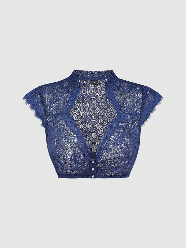 Fairmaia Traditionelles deutsches Damen Sexy Top mit tiefem V-Ausschnitt und Spitzendekor