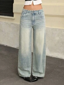Jeanoix Women Y2K Jeans - Medium Wash - View 1