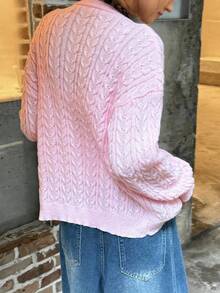 Jouncy Cárdigan de punto con hebilla metálica retorcida - Rosa - Ver 3
