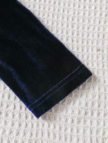 Souflis Souflis 女婴花朵荷叶边蝴蝶结装饰泡泡袖天鹅绒连衣裙，带头巾，可爱优雅，适合日常、度假、休闲穿着 - 藏蓝色 - 查看 7