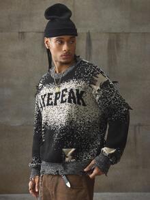 AXEPEAK Distressed Vintage American Style Sweater For Men, For Fall Winter - Multicolor - View 5