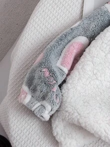 Genkimix Kids 2 件女童可爱心形和卡通猫毛绒保暖裤舒适睡衣套装，秋冬