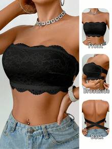 SHEIN 1 szt. damski koronkowy biustonosz bandeau bez fiszbin