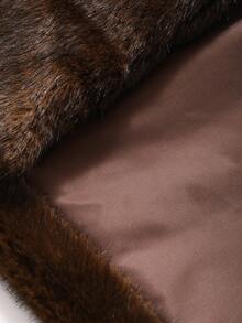 DAZY 女式立领短款仿皮草外套 - 棕色 - 查看 11
