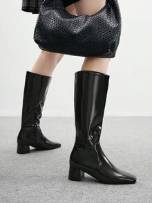 CUCCOO BIZCHIC 女士时尚黑色高跟中筒靴 - 黑色 - 查看 4