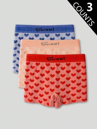 Snug Zone 3 st/set dam sömlösa hipstertrosor med bokstavsband och hjärtmönster