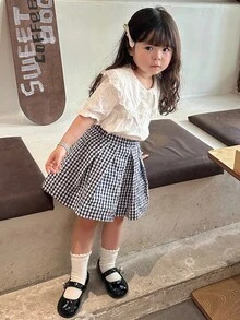DAZY Toddler Girls' Casual Cute Summer Short Sleeve Blouse - White - View 4