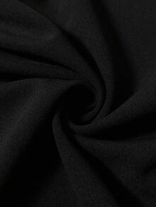 Cravure Christmas Plus Size Shell Trim Square Neck Elegant Mini Dress - Black - View 7