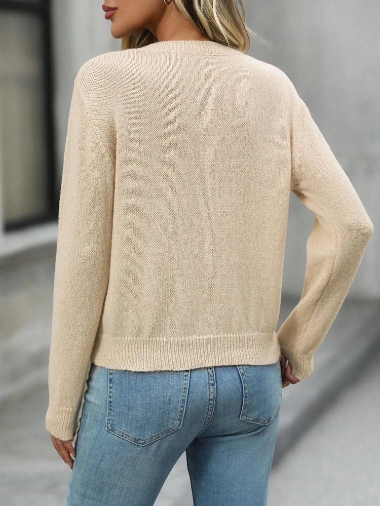 Women's Casual Loose Fit Embroidered Sweater, Round Neck, Long Sleeve Fall For Women Women's Winter Sweater Going Out Sweaters For Women Fall Sweaters Autumn Sweaters For Women Knitted Sweater