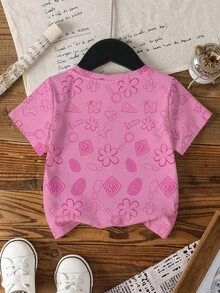 SCOOBY-DOO X SHEIN Camiseta de manga corta con gráfico de figura de dibujos animados para niña - Blanco - Ver 2