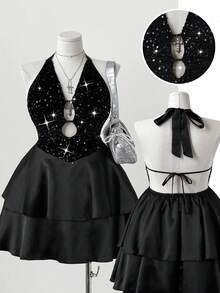 Sunspun 万圣节大码连衣裙 - 黑色 - 查看 1