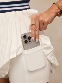 Activina Vestido deportivo de mujer con cuello polo a rayas, manga corta y bajo plisado